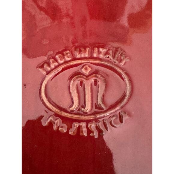 Rare Vintage Maioliche Jessica Deep Red Round Handled Baking Dish - Picture 9 of 9